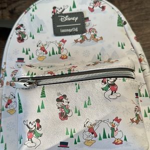 Disney Loungefly White Holiday Character Mini Backpack